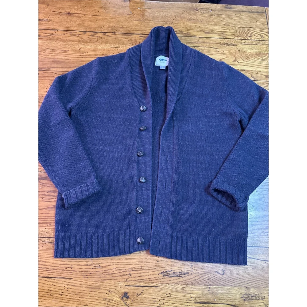 Old Navy Cardigan Sweater Mens Large Navy Button Front Knit Grandpa